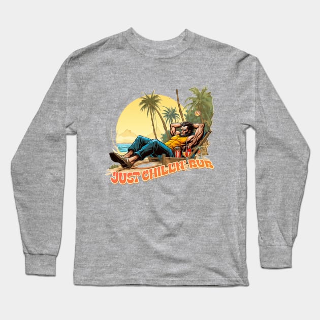 Just Chillin Bub Logan Wolverine Beach Long Sleeve T-Shirt by not-lost-wanderer